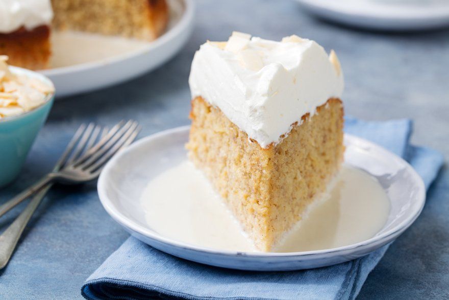 Three milk cake with coconut