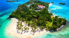 Cayo Levantado beach seen from the sky