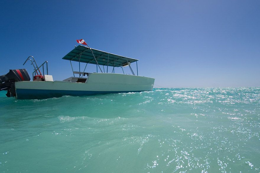 Boat sailing the Caribbean Sea