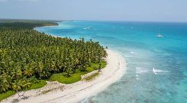 View of the coast from the sky in Saona Island