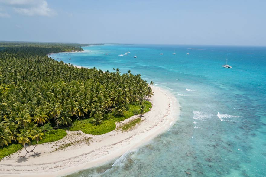 View of the coast from the sky in Saona Island