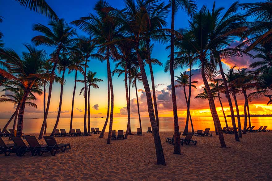 Coucher de soleil sur l'une des fantastiques plages de Punta Cana - République dominicaine